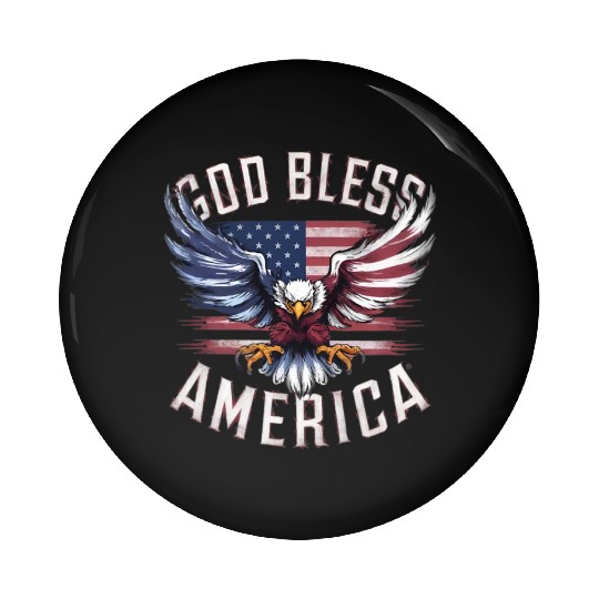 God Bless America Eagle Happy 4th Of July US Flag Pin Buttons