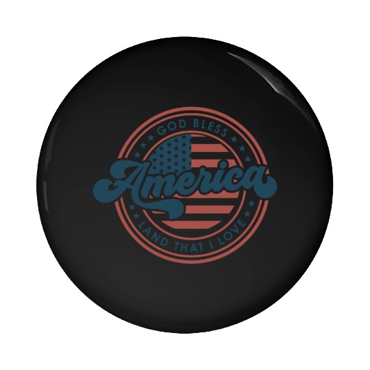 4th of July Retro US Flag God Bless America Funny Pin Buttons