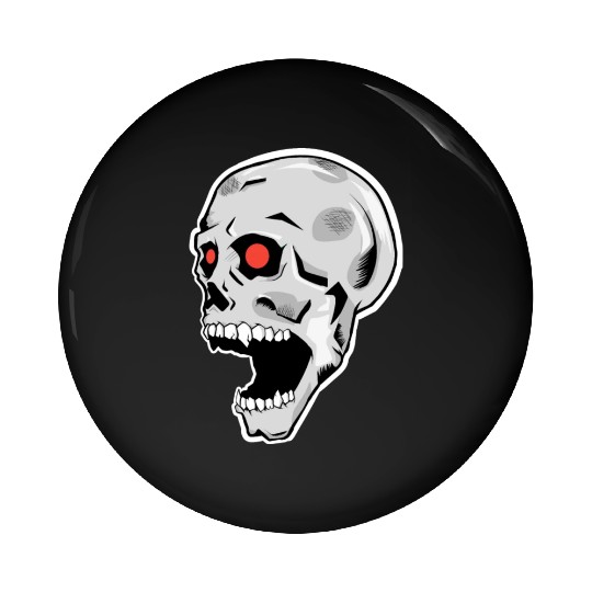 the silver skull looks up Pin Buttons