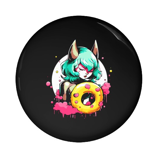The She-Devil of the Glazing Donut Pin Buttons
