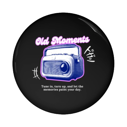 Lilac Black Halftone Radio Portrait Pin Buttons