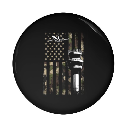 American Flag US, air traffic controller Pin Buttons