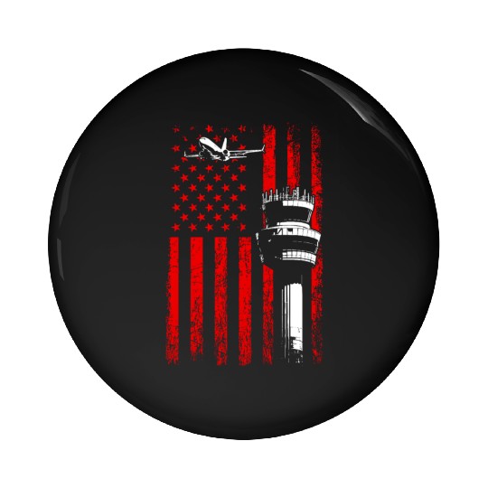 American Flag US, air traffic controller Pin Buttons