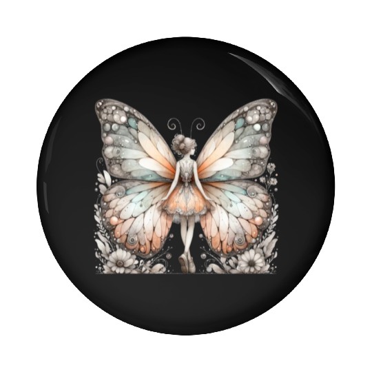 Fairy Butterfly "Graceful Fairy Butterfly" Pin Buttons