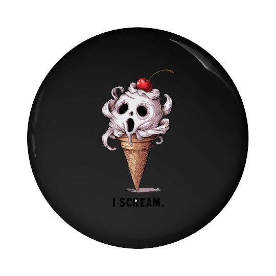 I Scream Ice Cream Skull Art Pin Buttons