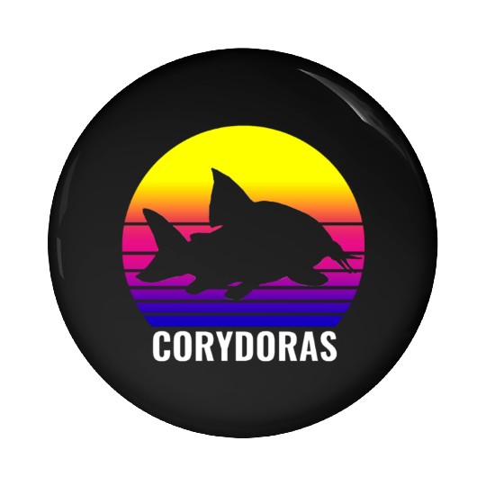Corydoras Catfish Lovers Vintage Sunset Art Design Pin Buttons