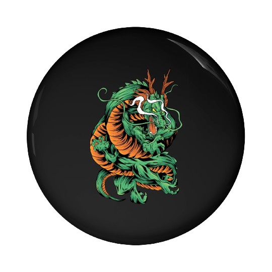 Angry Japanese Dragon Tattoo Pin Buttons