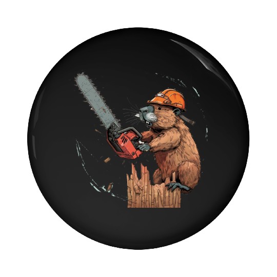 Beaver Lumberjack Chainsaw Pin Buttons