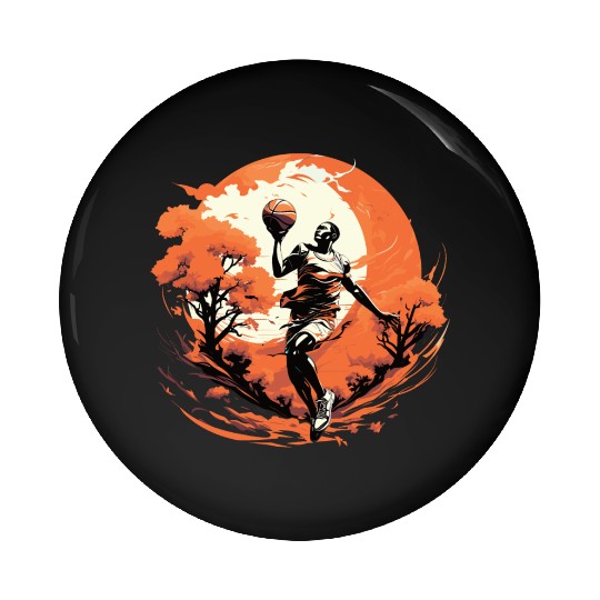 Basketball Player Training Against the Sunset Pin Buttons