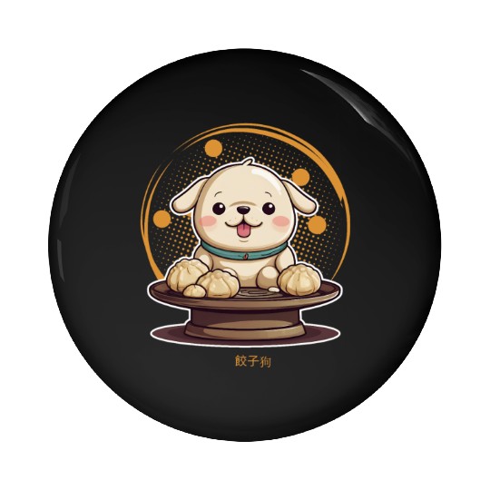 Dog serving dumpling Pin Buttons