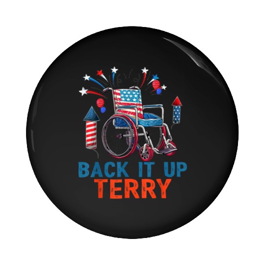 Back Terry Fireworks 4th July Pin Buttons