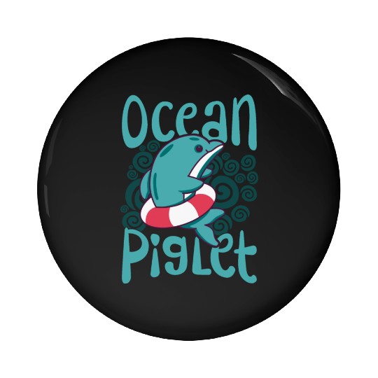 Funny Dolphin Lover Ocean Piglet Graphic for Aquat Pin Buttons