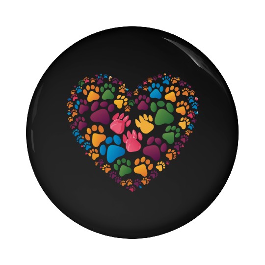 Colorful Cat Paw Prints Forming a Heart Shape Pin Buttons