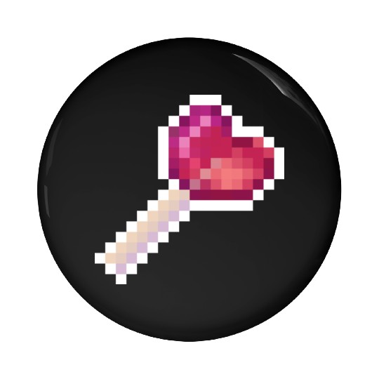 Pixel Art Sprite Cute Heart Lollipop Pin Buttons