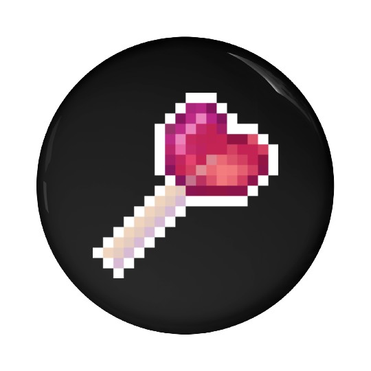 Pixel Art Sprite Cute Heart Lollipop Pin Buttons