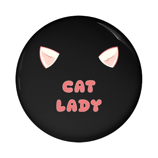 Cute Cat Lady Pin Buttons with Kitty Ears for Cat Lover