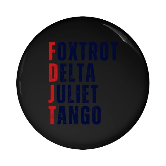 FOXTROT DELTA JULIET TANGO WHITE Pin Buttons