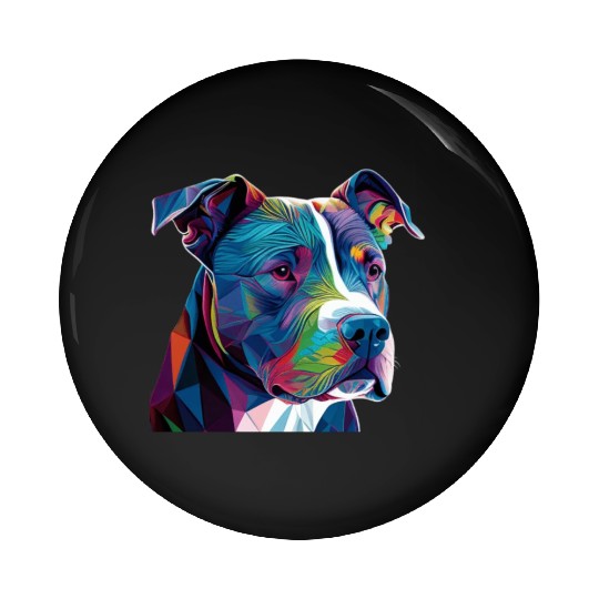 Neon Bluenose Pitbull Family Art Pin Buttons