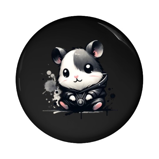 Charcoal Hip Hop Hamster Pin Buttons