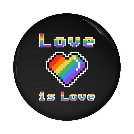 Pixel heart Love is Love rainbow colored Pin Buttons