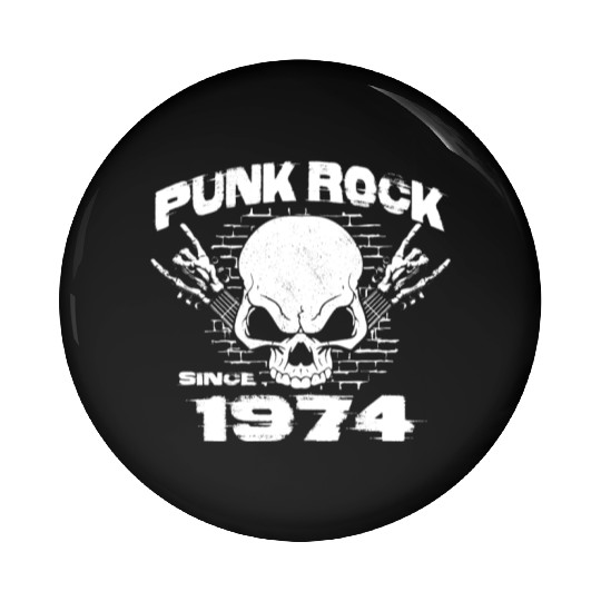 Punk Rock Since 1974 - Skull Rock Hands 50th Pin Buttons