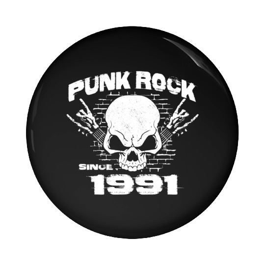33rd Birthday - Punk Rock Since 1991 Skull Rock Pin Buttons