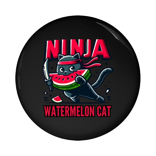 Ninja Cat Watermelon Swordplay Pin Buttons