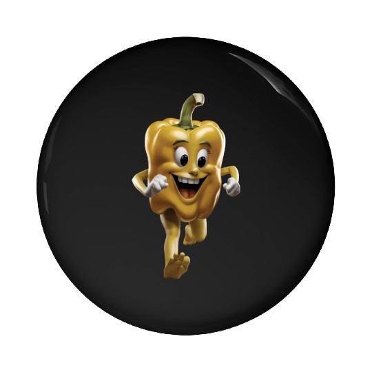 Yellow Bell Pepper Running Realistic Pin Buttons