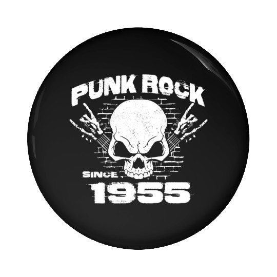 69th Birthday - Punk Rock Since 1955 Skull Rock Pin Buttons