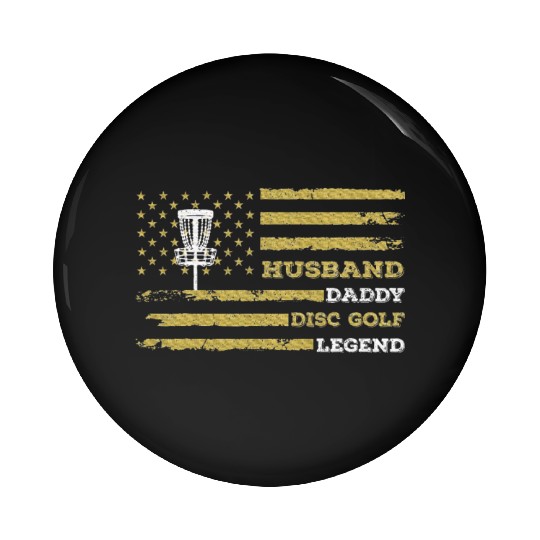 Disc Golf Husband Daddy US Flag Pin Buttons