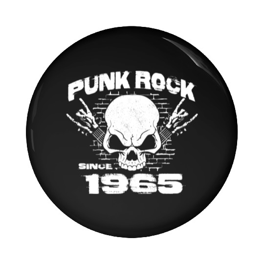 59th Birthday - Punk Rock Since 1965 Skull Rock Pin Buttons