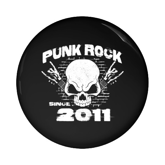 13th Birthday - Punk Rock Since 2011 Skull Rock Pin Buttons