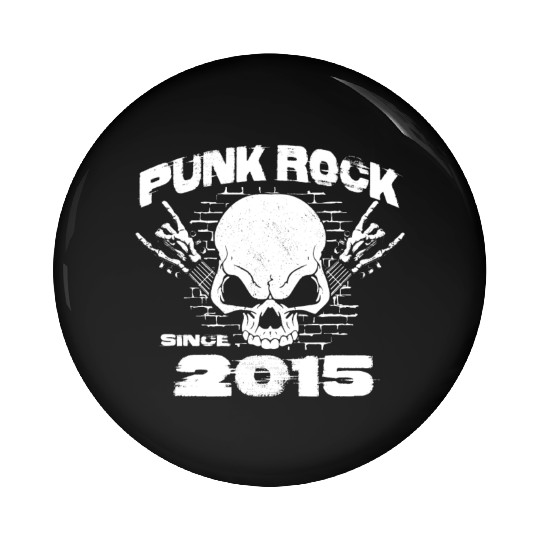 9th Birthday - Punk Rock Since 2015 Skull Rock Pin Buttons