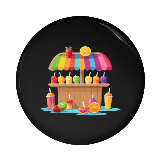 ice cream cart on the beach Pin Buttons