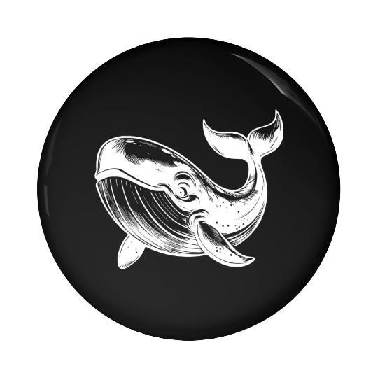 Huge Smiling Blue Whale With Tail Fin Pin Buttons
