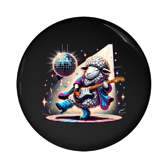 Disco Ball Guitar Sheep Pin Buttons