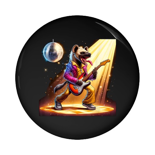 Disco Ball Guitar Hyena Pin Buttons