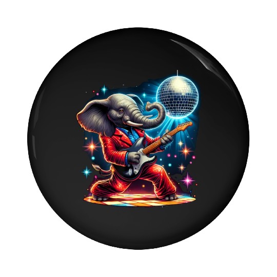 Disco Ball Guitar Elephant Pin Buttons