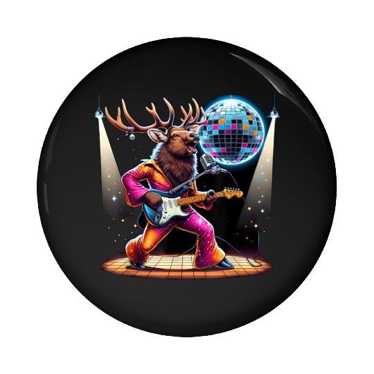 Disco Ball Guitar Elk Pin Buttons