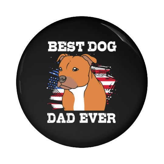 Fathers Day Dog Dad With American Flag Staffy Dad Pin Buttons