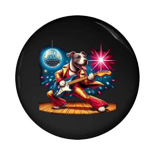Disco Ball Guitar dog Pin Buttons