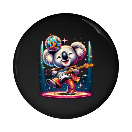 Disco Ball Guitar Koala Pin Buttons