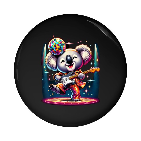 Disco Ball Guitar Koala Pin Buttons