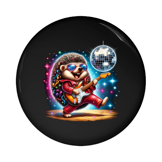 Disco Ball Guitar Hedgehog Pin Buttons