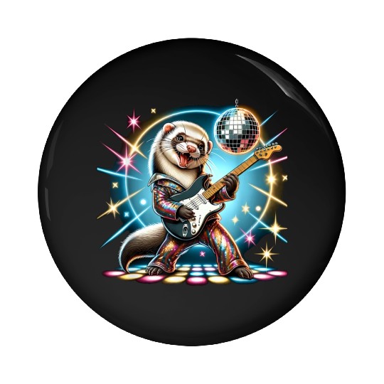 Disco Ball Guitar Ferret Pin Buttons
