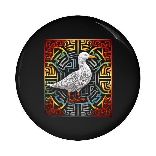 Seagull Mandala Graphic Illustration Pin Buttons