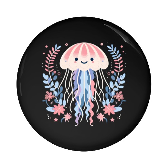 Floral Jellyfish Delight Pin Buttons