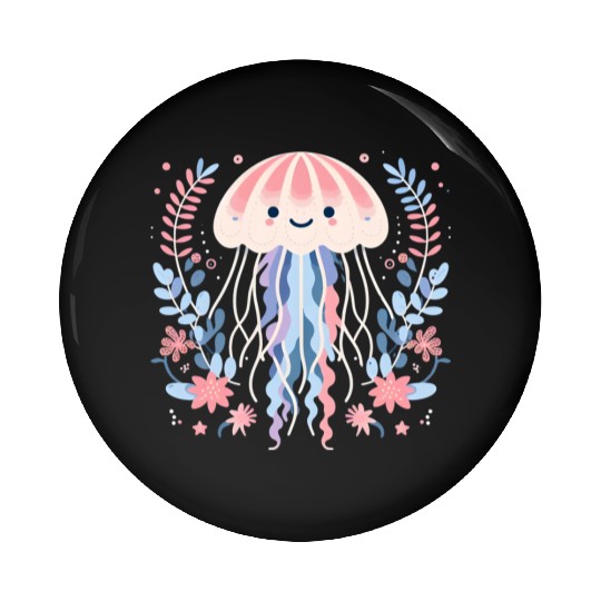Floral Jellyfish Delight Pin Buttons
