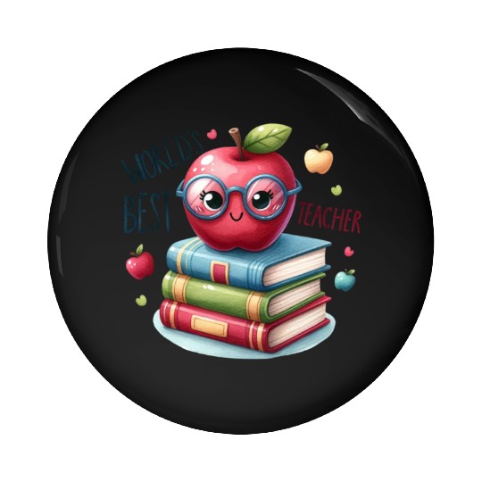 Worlds Best Teacher Apple And Books For Teacher Pin Buttons