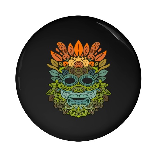 Maya God Mayan Mythology Itzamna Colorful Tribal Pin Buttons